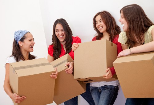 Packed moving boxes in a central London property