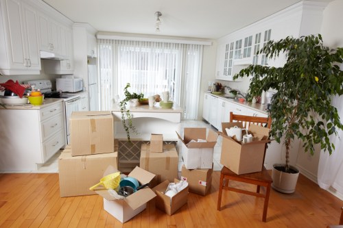 Moving boxes and furniture during a central London van removal