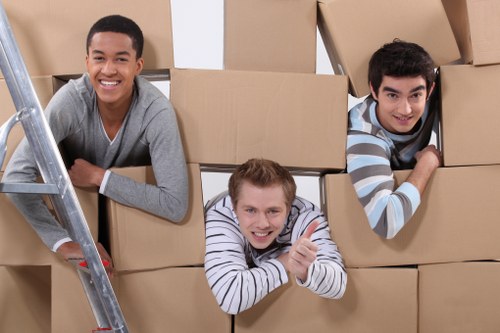 Office furniture and equipment prepared for a business move in Coventgarden